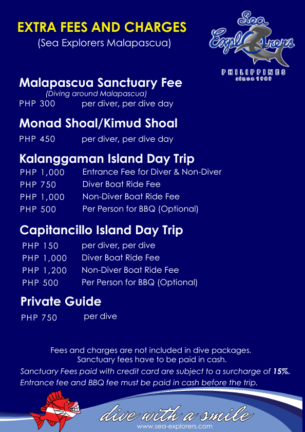 sea explorers philippines diving extra fees and charges malapascua
